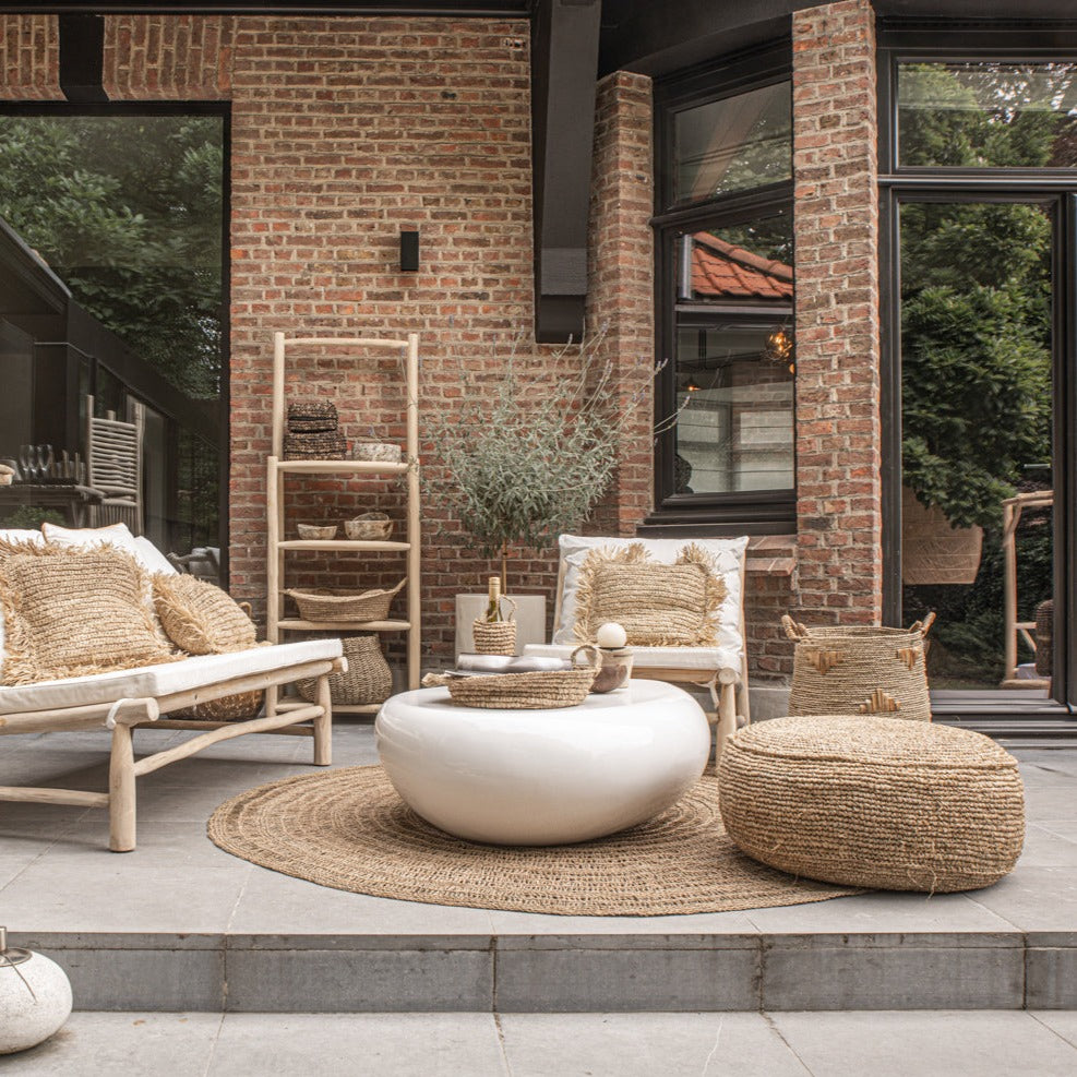 THE RAFFIA FLORES Pouffe - Natural Outdoor