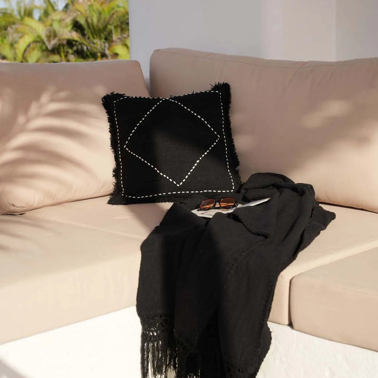 THE KASBAH Cushion Cover - Black White Interior