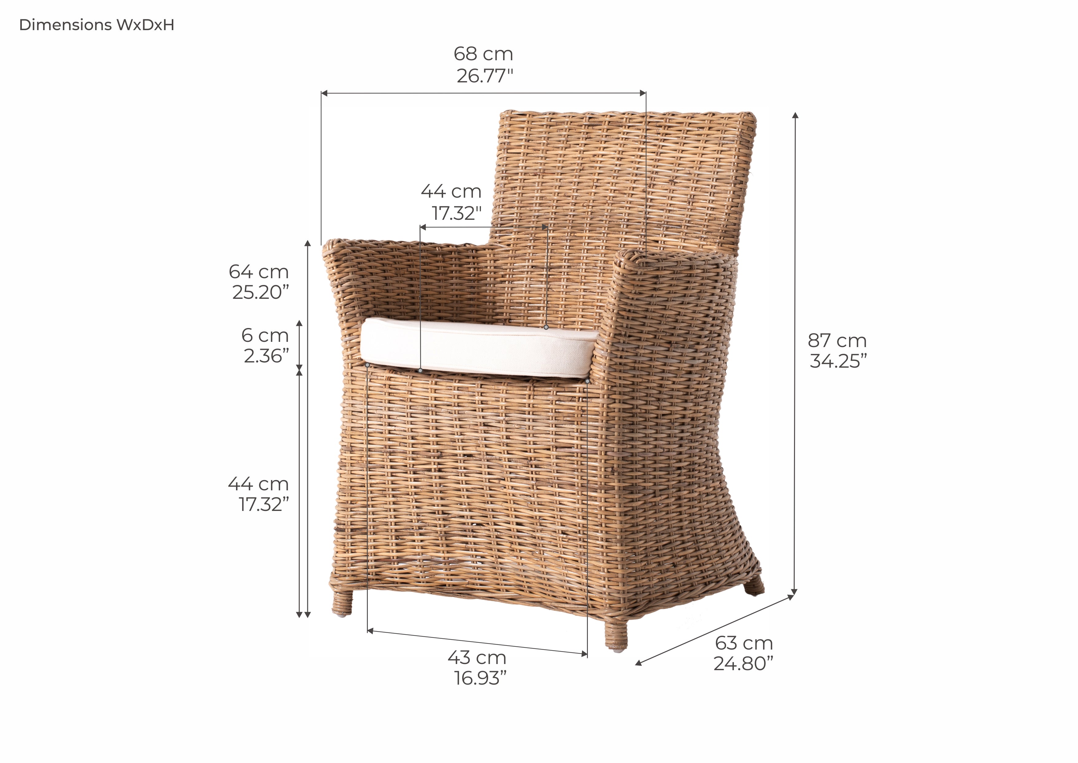 BISHOP Dining Chair Dimensions