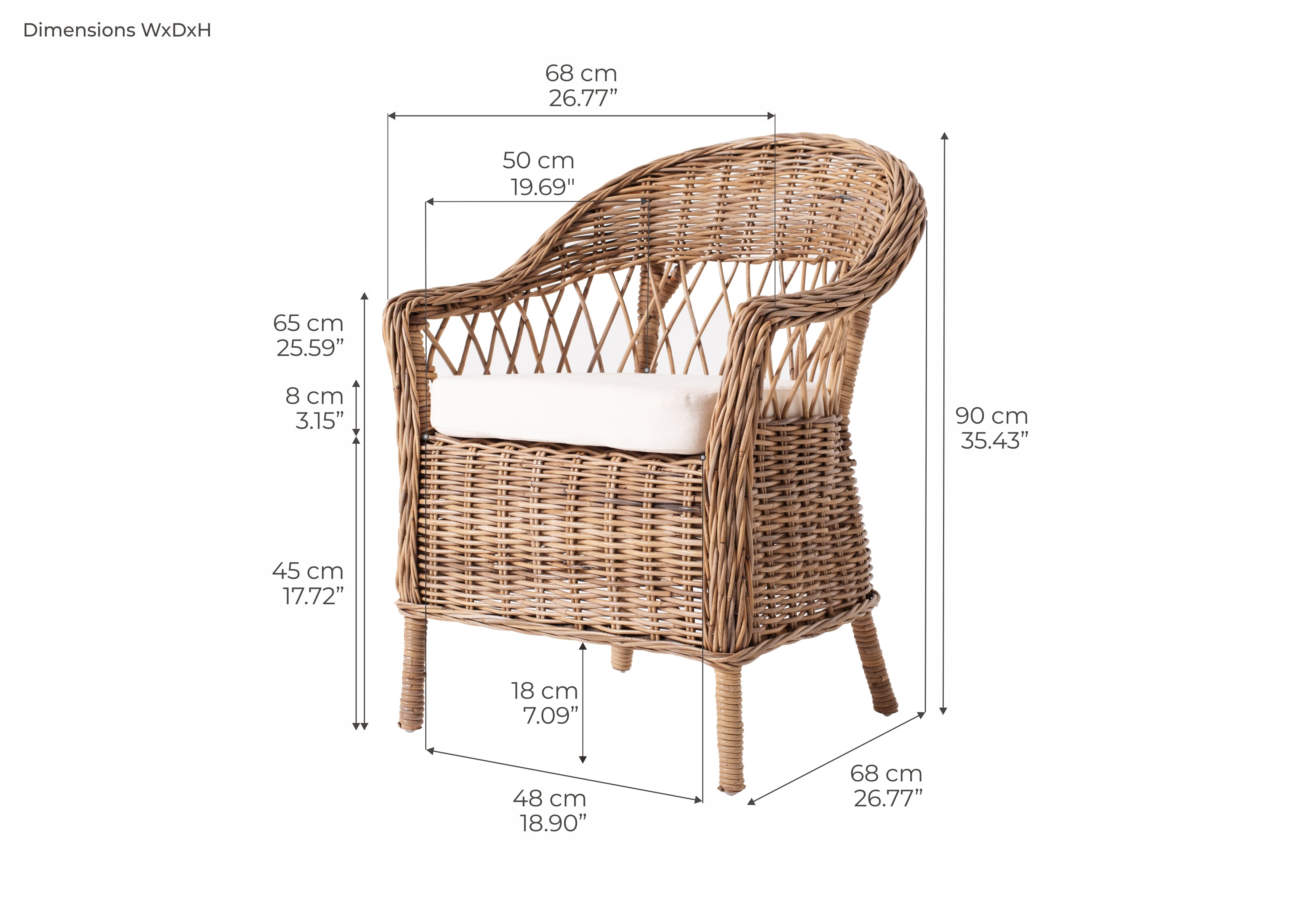 MONARCH Chair Dimensions