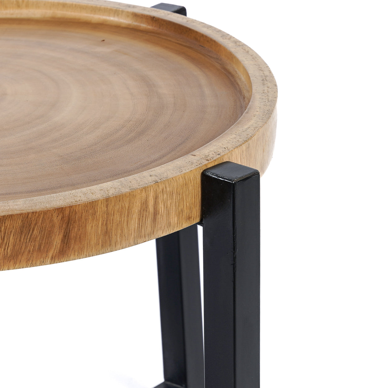 The RAIN TREE Side Table - Natural Black Close View