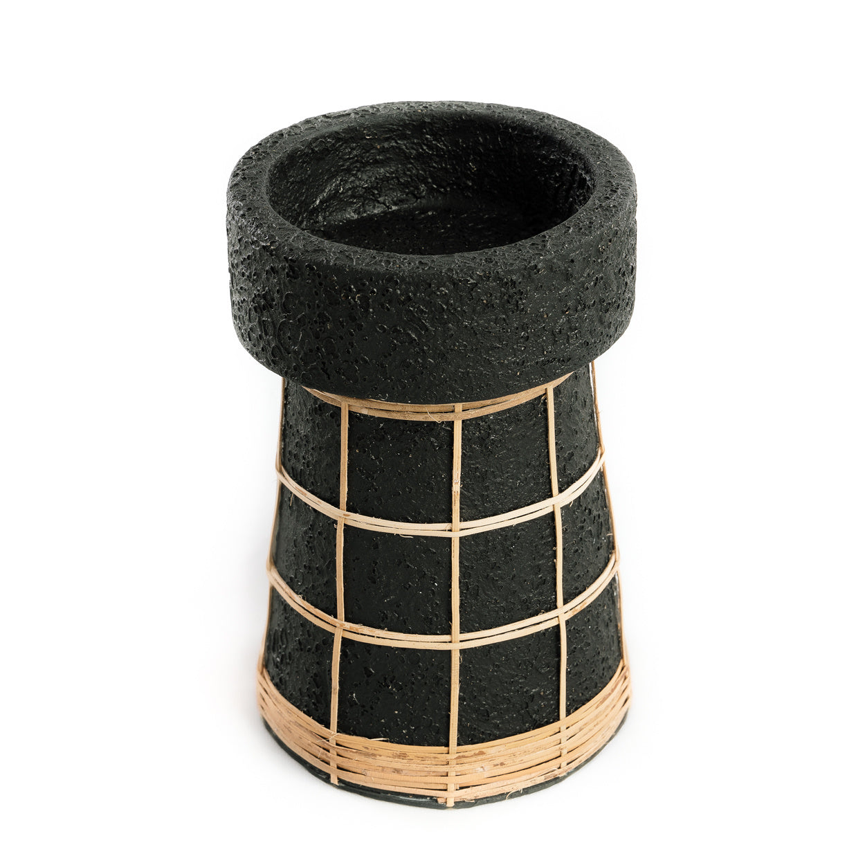 THE SERENE Candle Holder - Black Natural Large Size