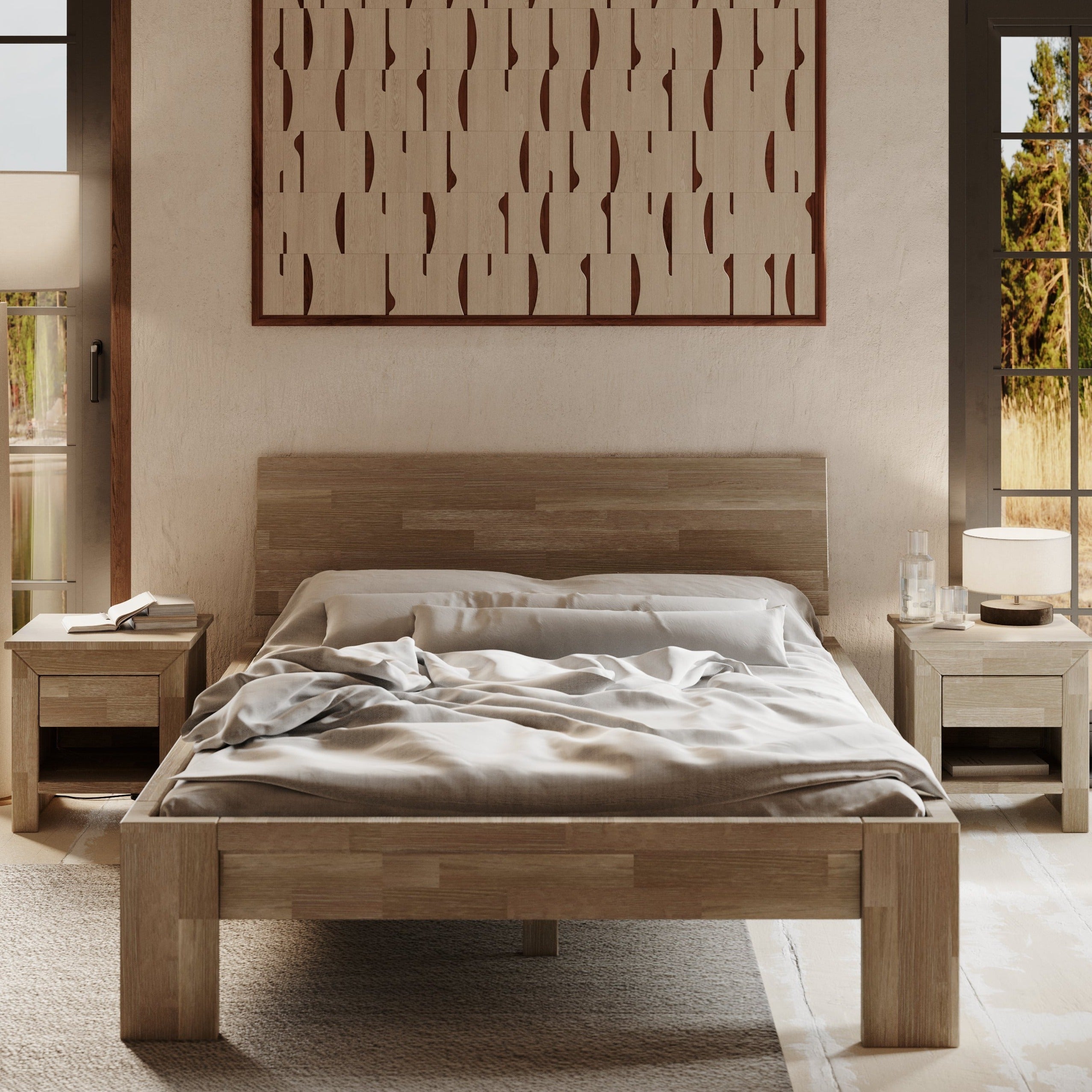 MONTANA Wooden Double Bed Sonoma Oak Interior