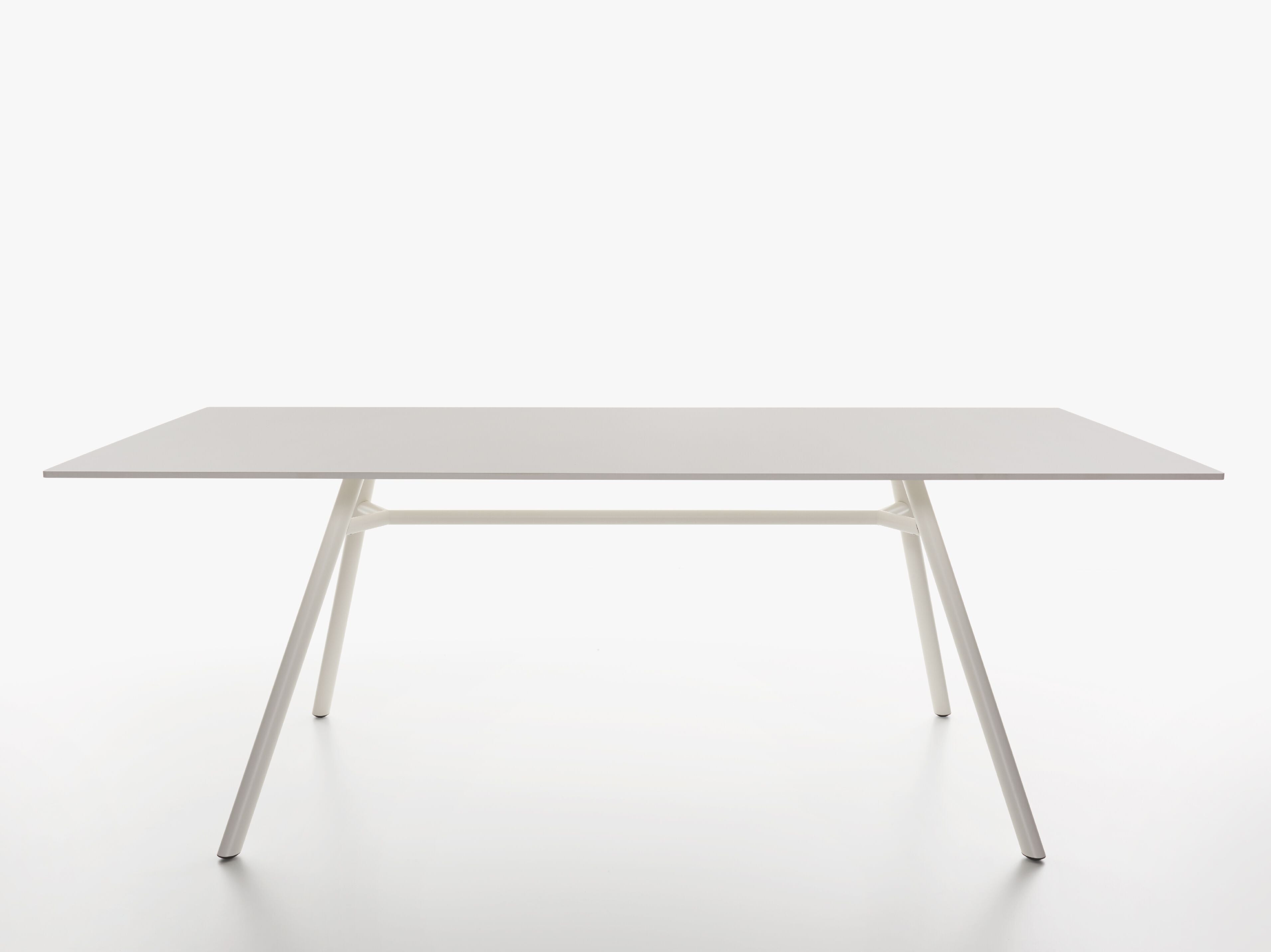 Rectangle MART table with white FunderMAX table top and white powder coated legs 