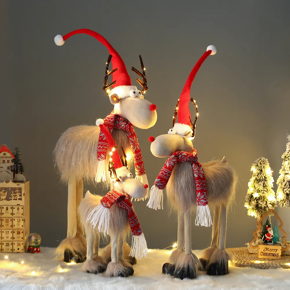 Grande bambola renna di Natale in piedi con luci LED