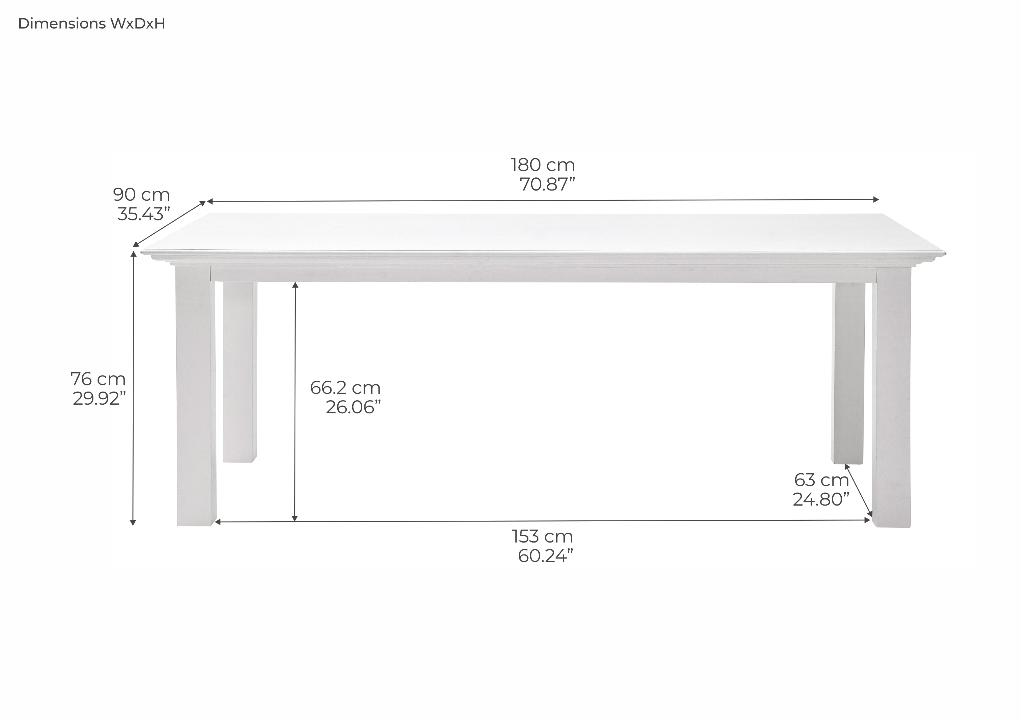 HALIFAX Dining Table 180 Dimensions