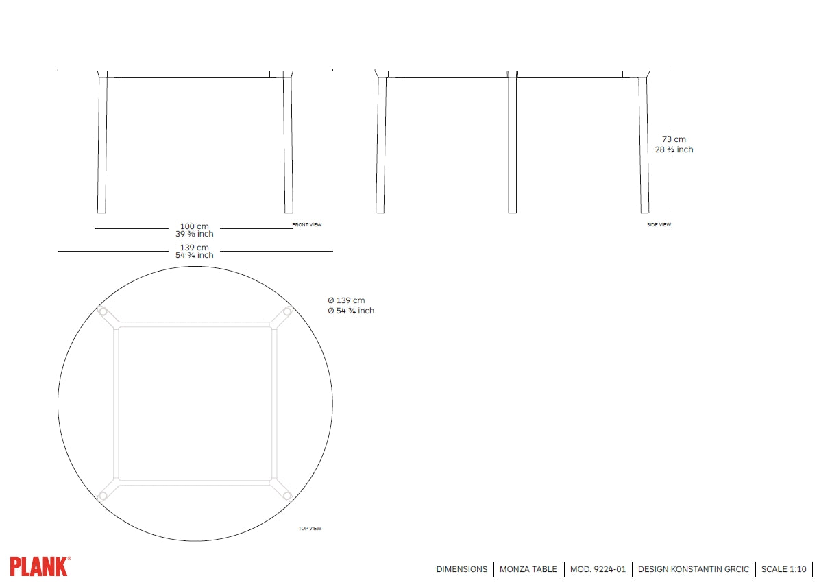 MONZA round table dimensions