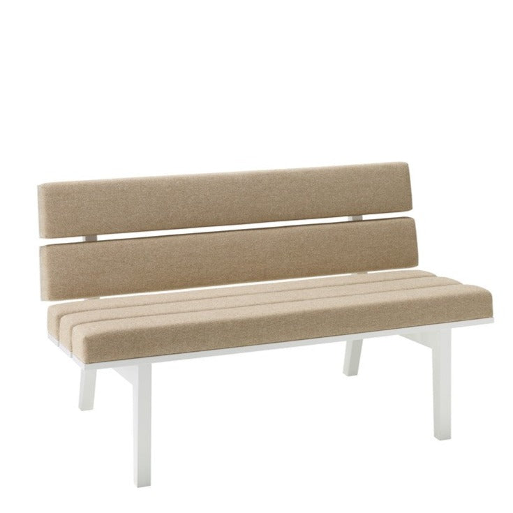 KAMON LOUNGE Bench brown upholstery, white frame