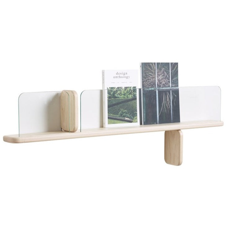 PART Shelf with Glass Ledge natural ash, with books
