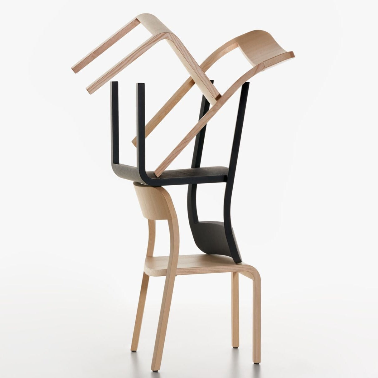 BLOCCO Chair set natural and black ash