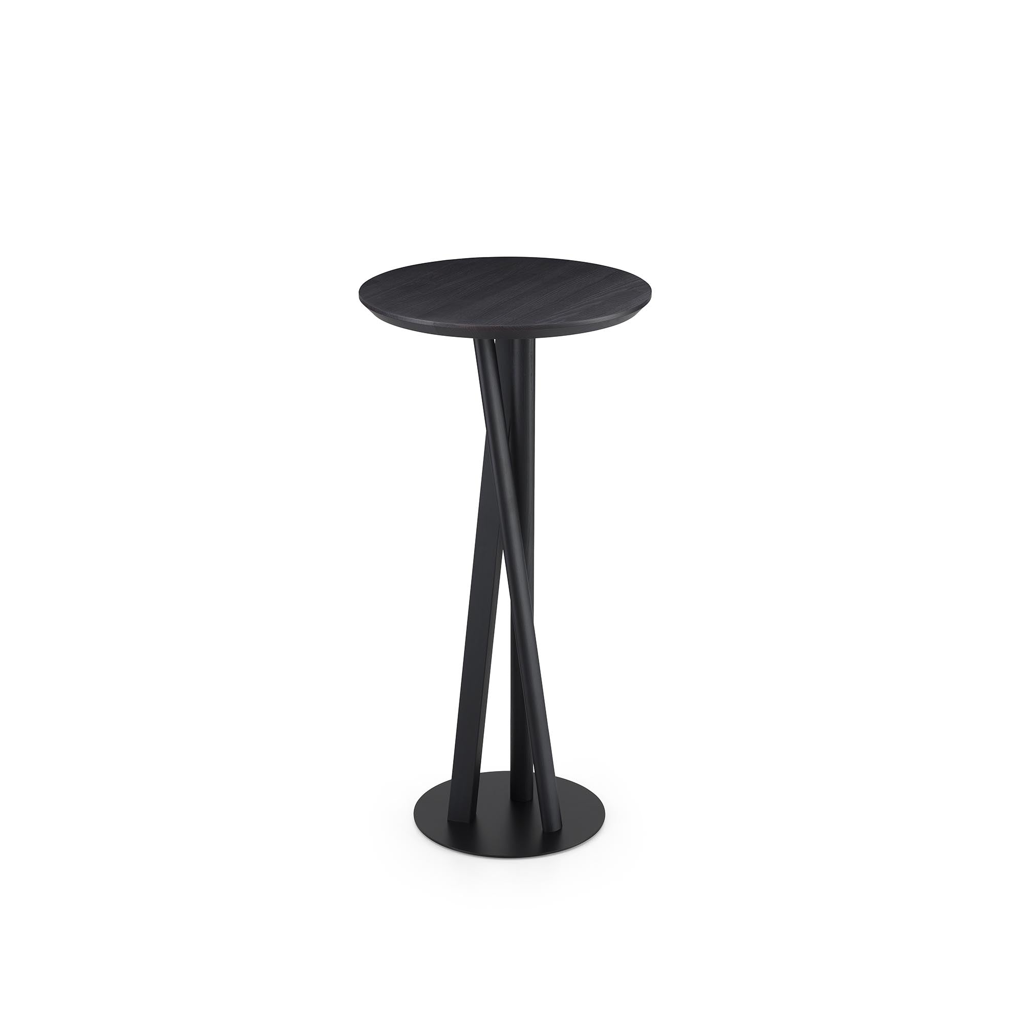 NIELS FAST FOOD Table back, solid ash frame and top, metal round base, front view
