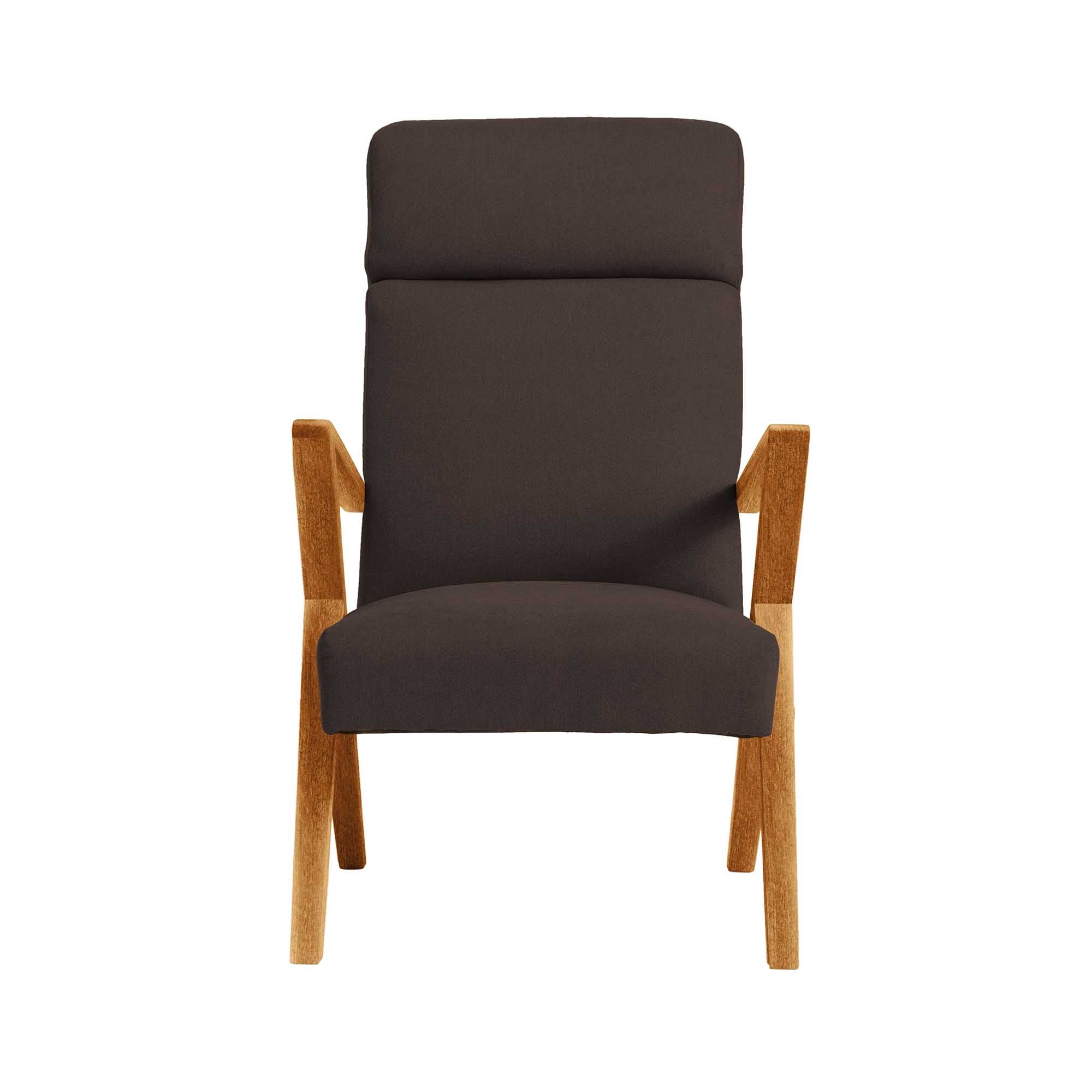 RETROSTAR Lounge Chair, Beech Wood Frame, Oak Colour brown view, front view