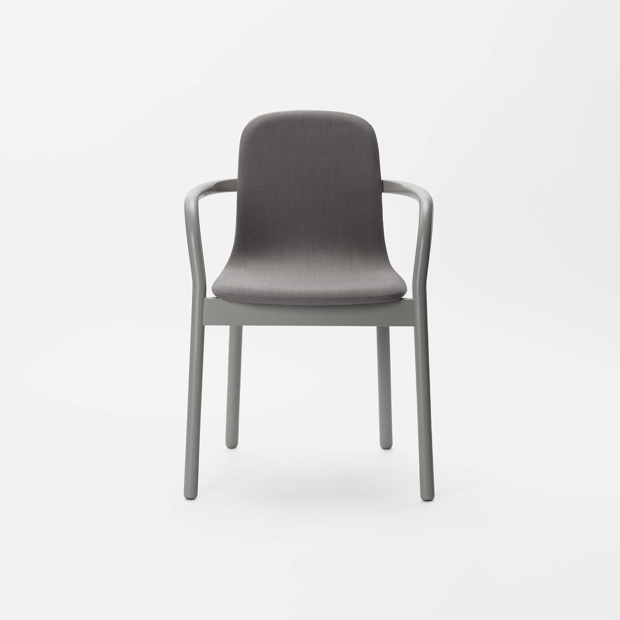 HUG ARMCHAIR Lacquered Ash in Pebble Gray-Kvadrat Rime front view