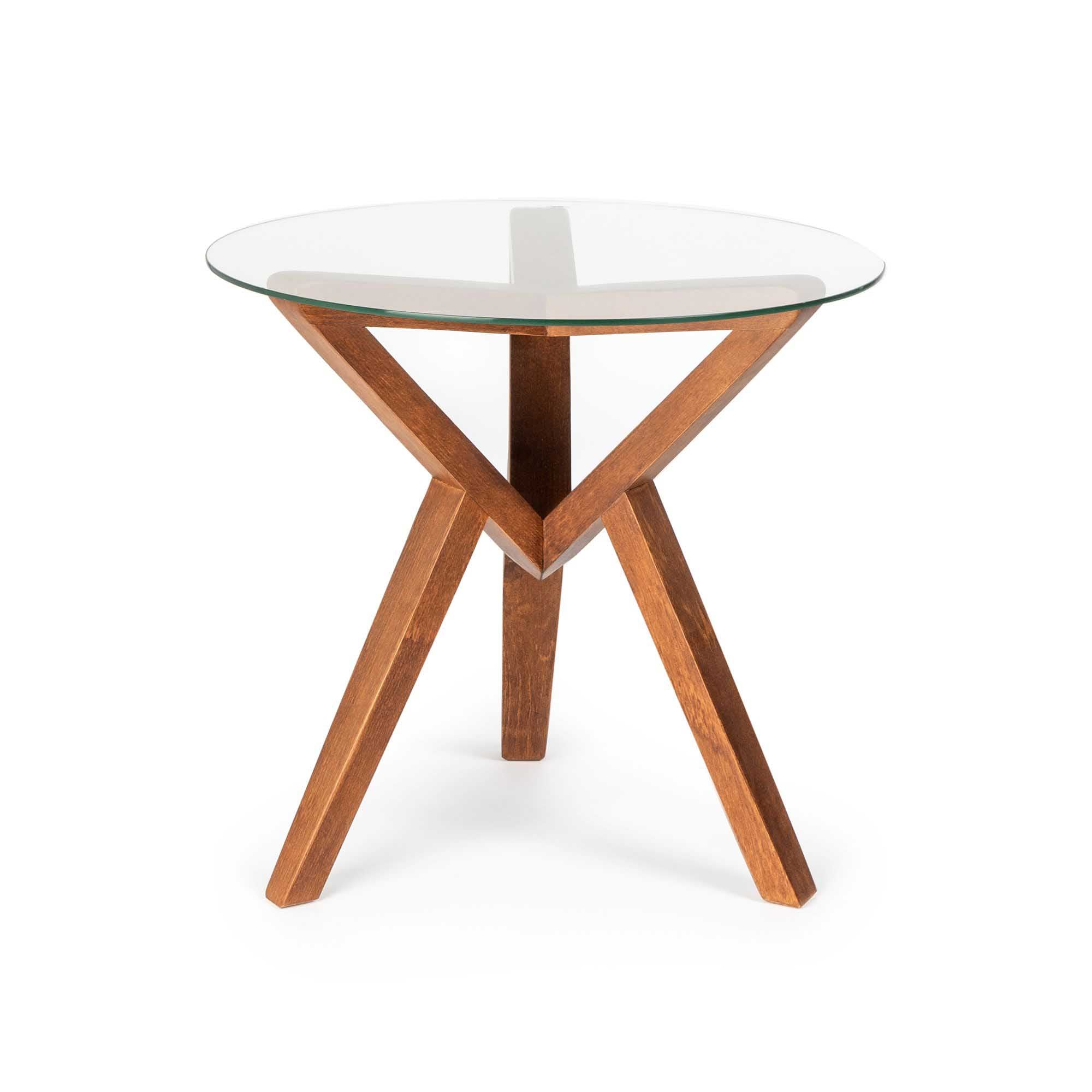 Side Table, Beech Wood Frame, Walnut Colour front view