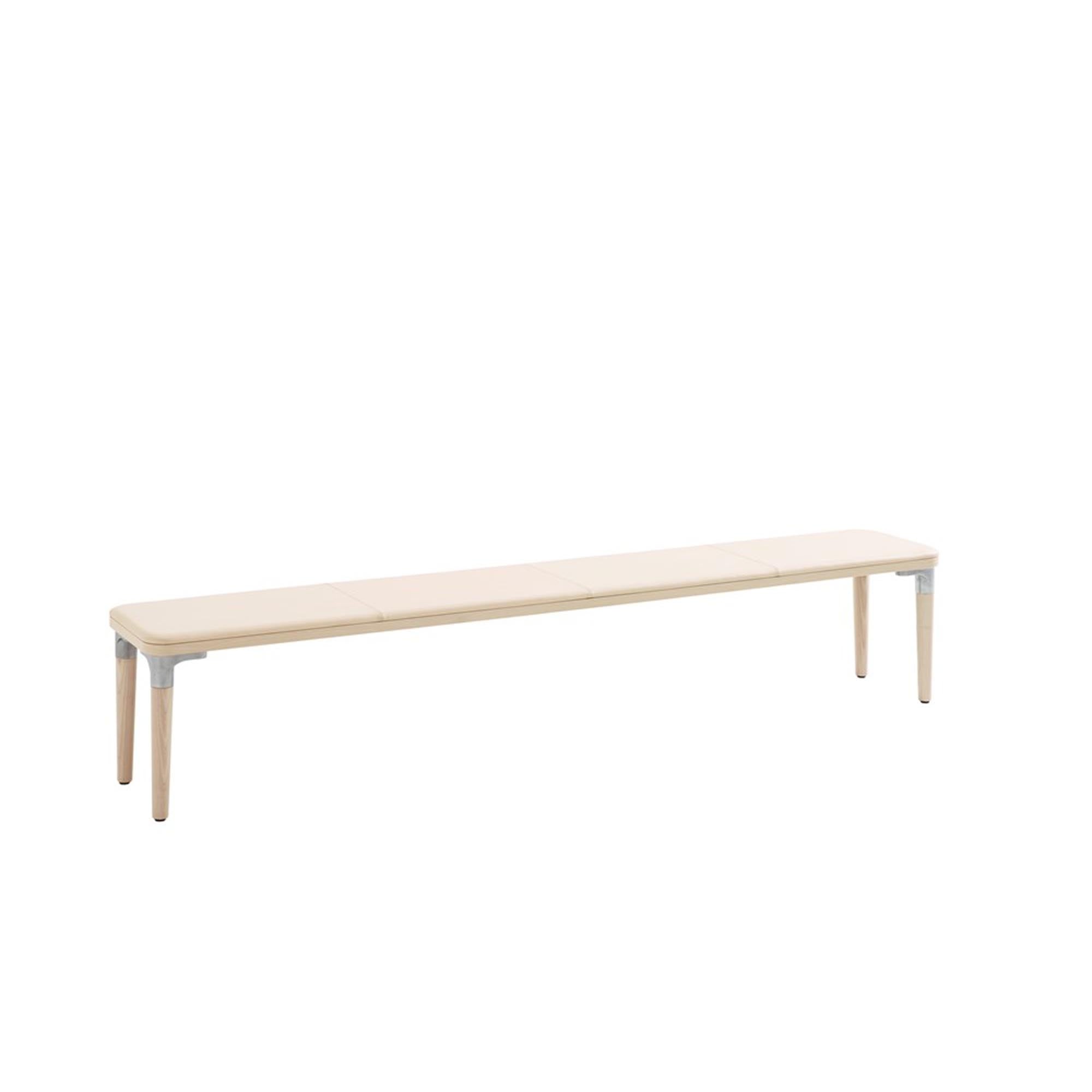 TAILOR Bench natural frame, beige upholstery, 240 cm