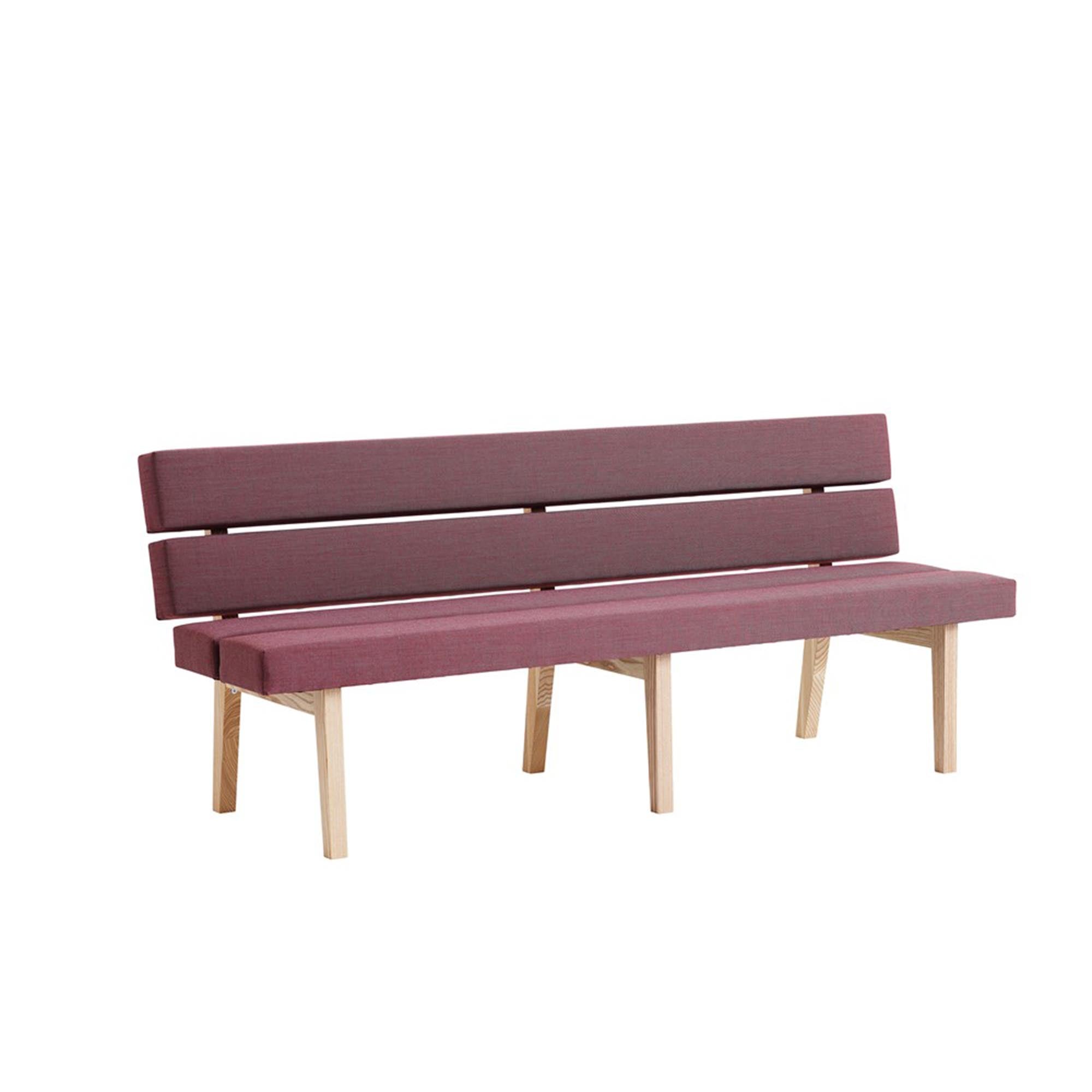 KAMON DINNER Bench purple upholstery, natural frame 195 cm