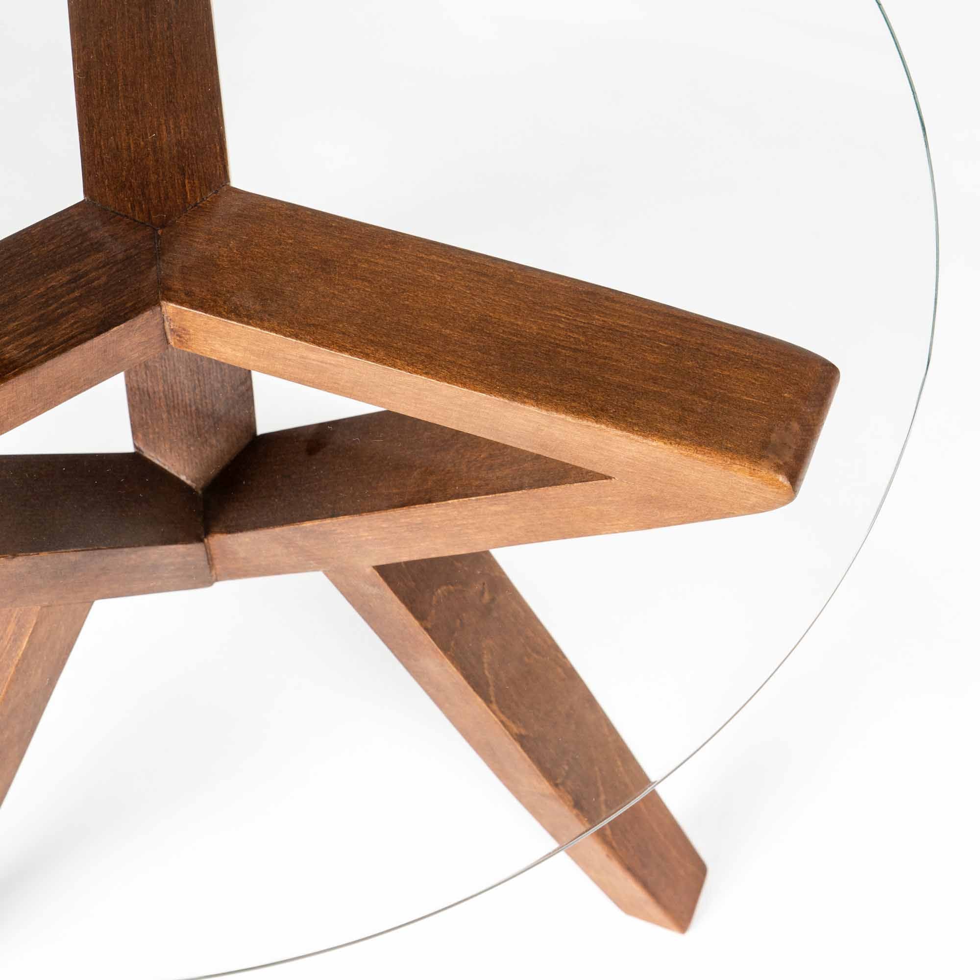 Side Table, Beech Wood Frame, Walnut Colour top view