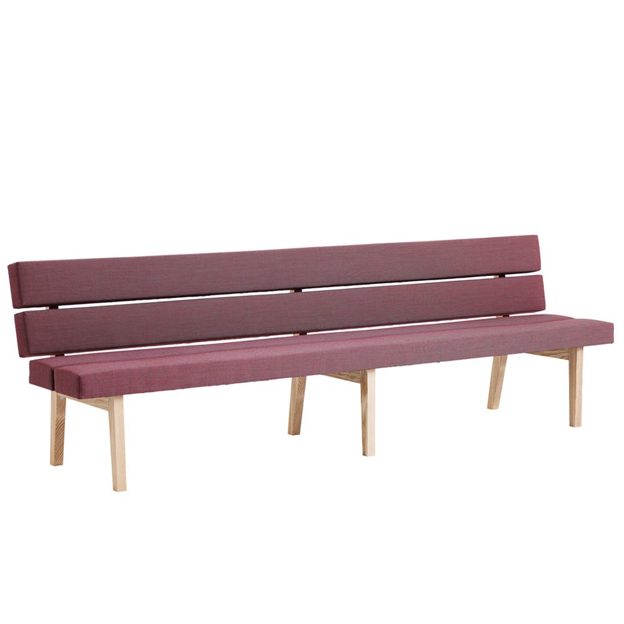 KAMON DINNER Bench purple upholstery, natural frame 260 cm