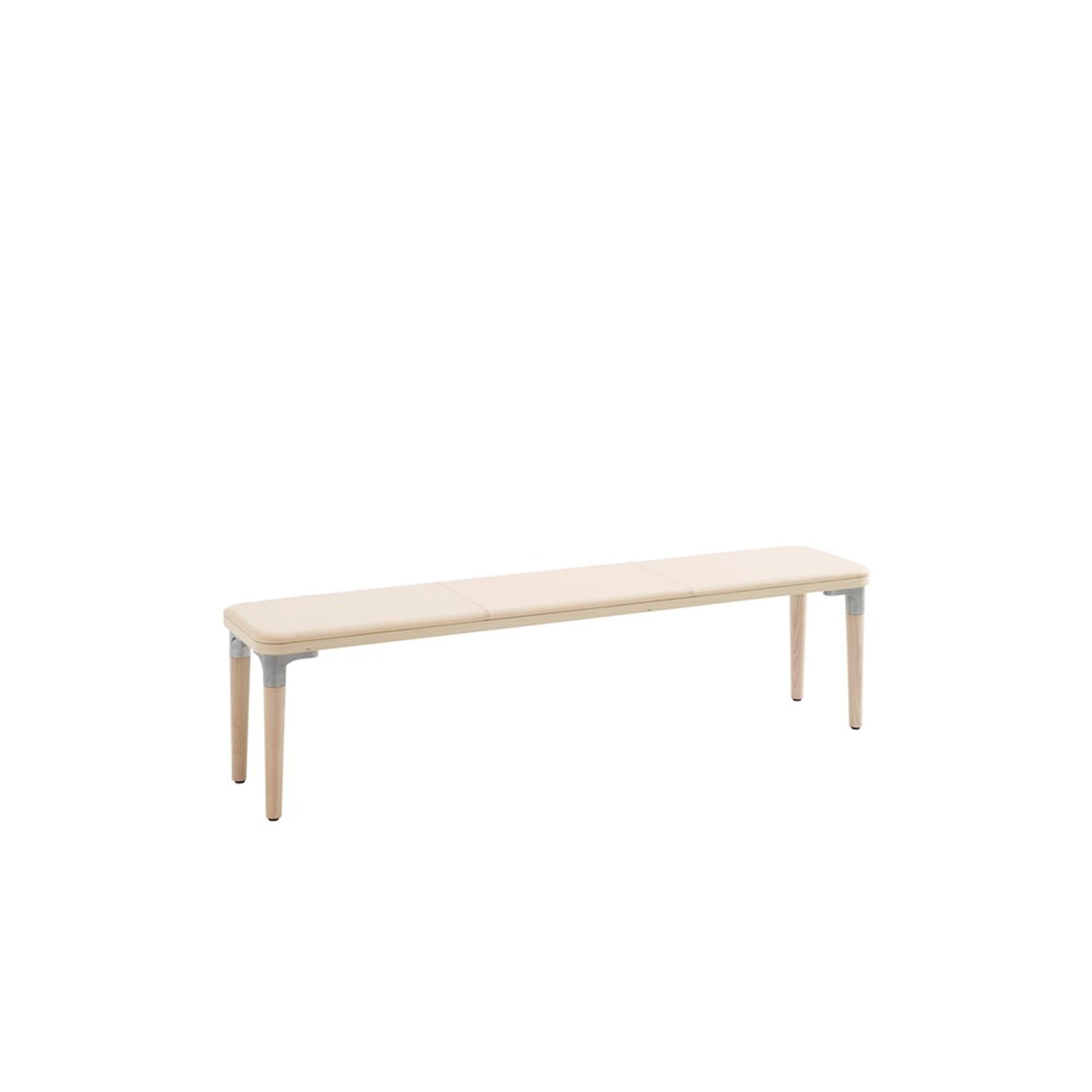TAILOR Bench beige seat, natural frame, 200 cm