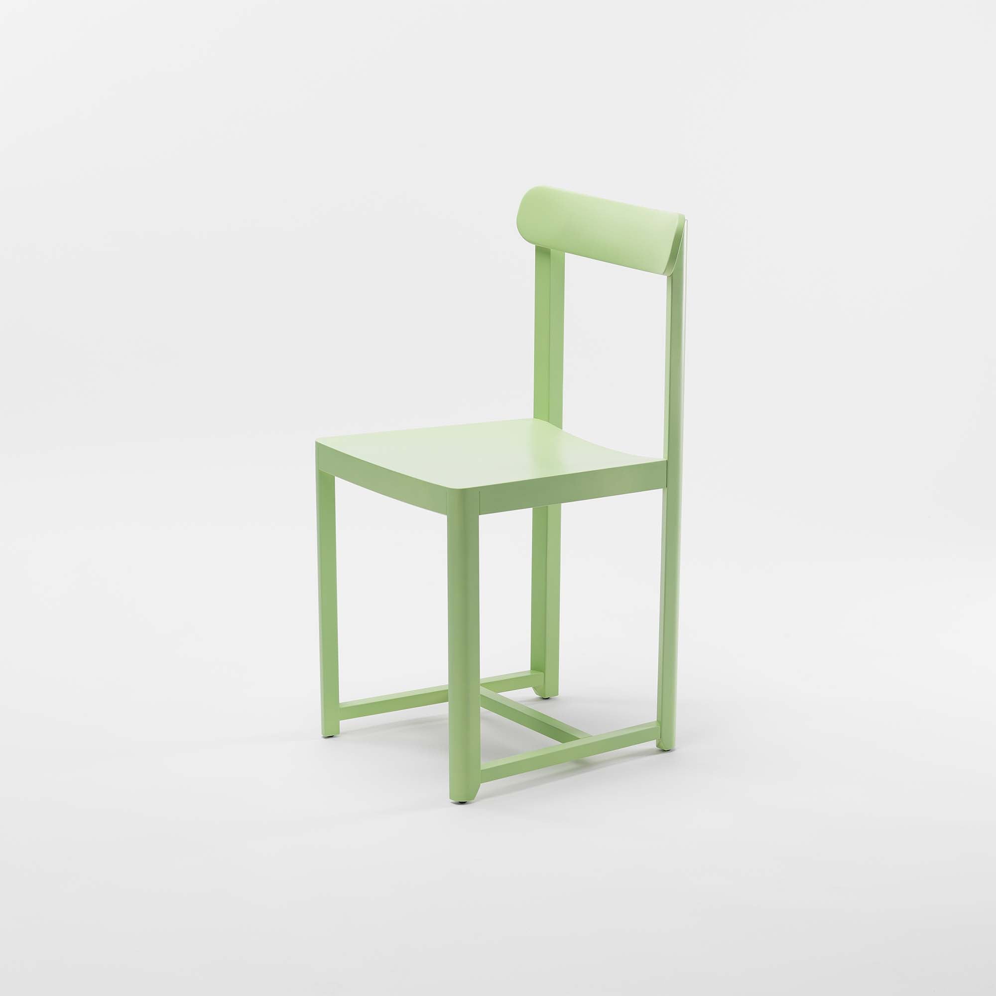 SELERI Chair Plywood Seat Turquoise Lacquered side view
