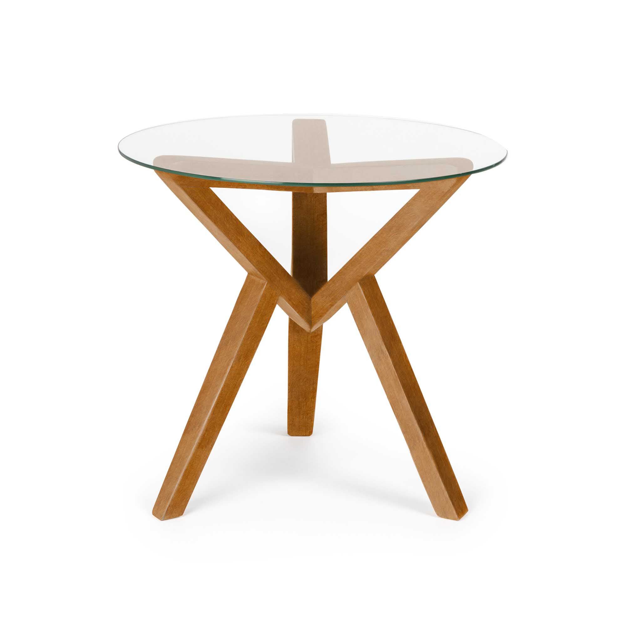 Side Table, Beech Wood Frame, Oak Colour front view