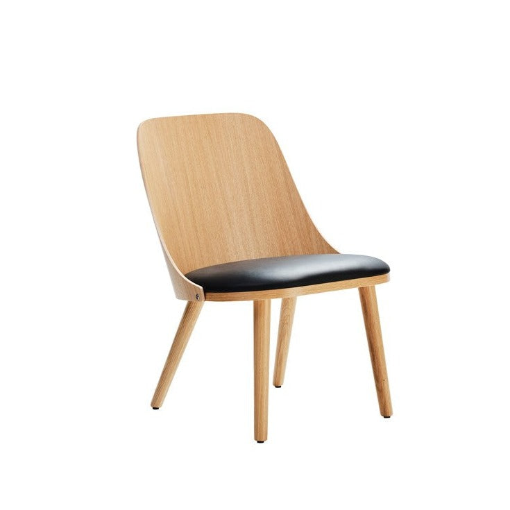 SANDER Chair natural oak frame, black leather seat