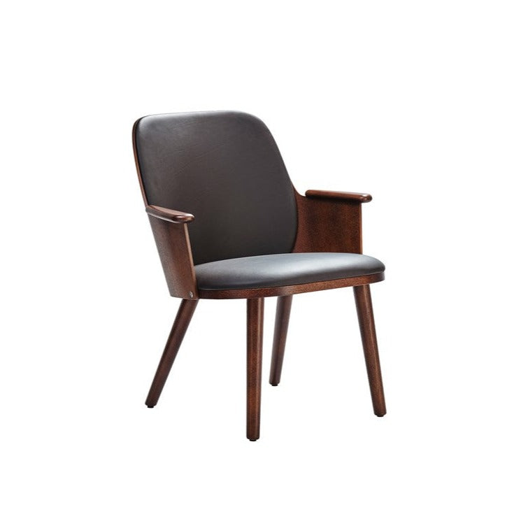 SANDER Chair F21 black leather, brown frame