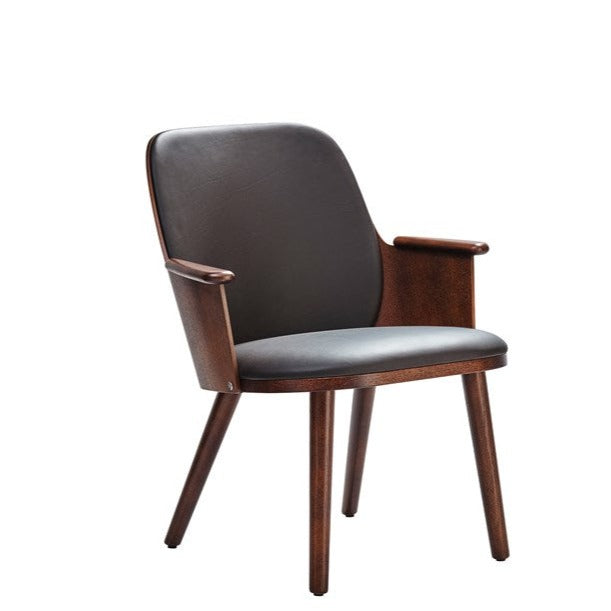 SANDER Chair F21 brown frame, black leather