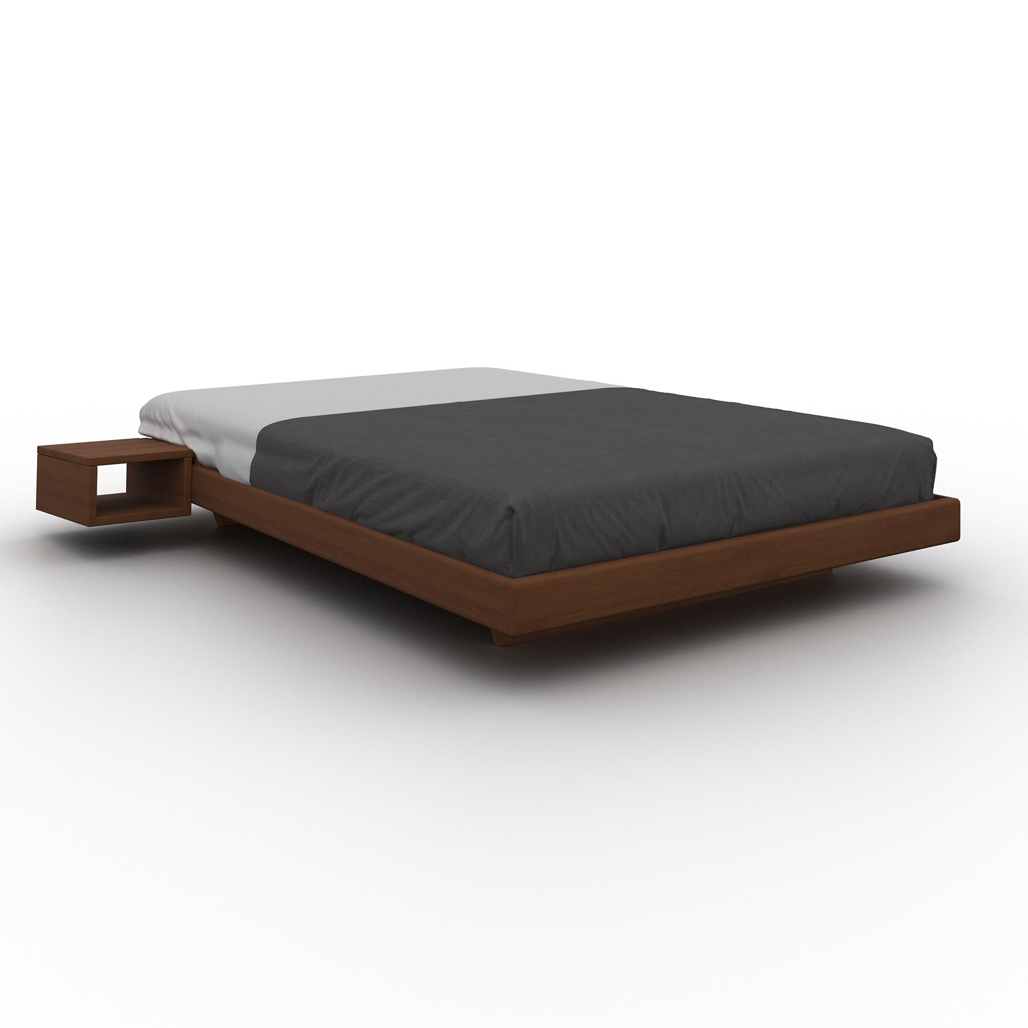 CARRE Double Bed, Beech Wood-walnut frame with table
