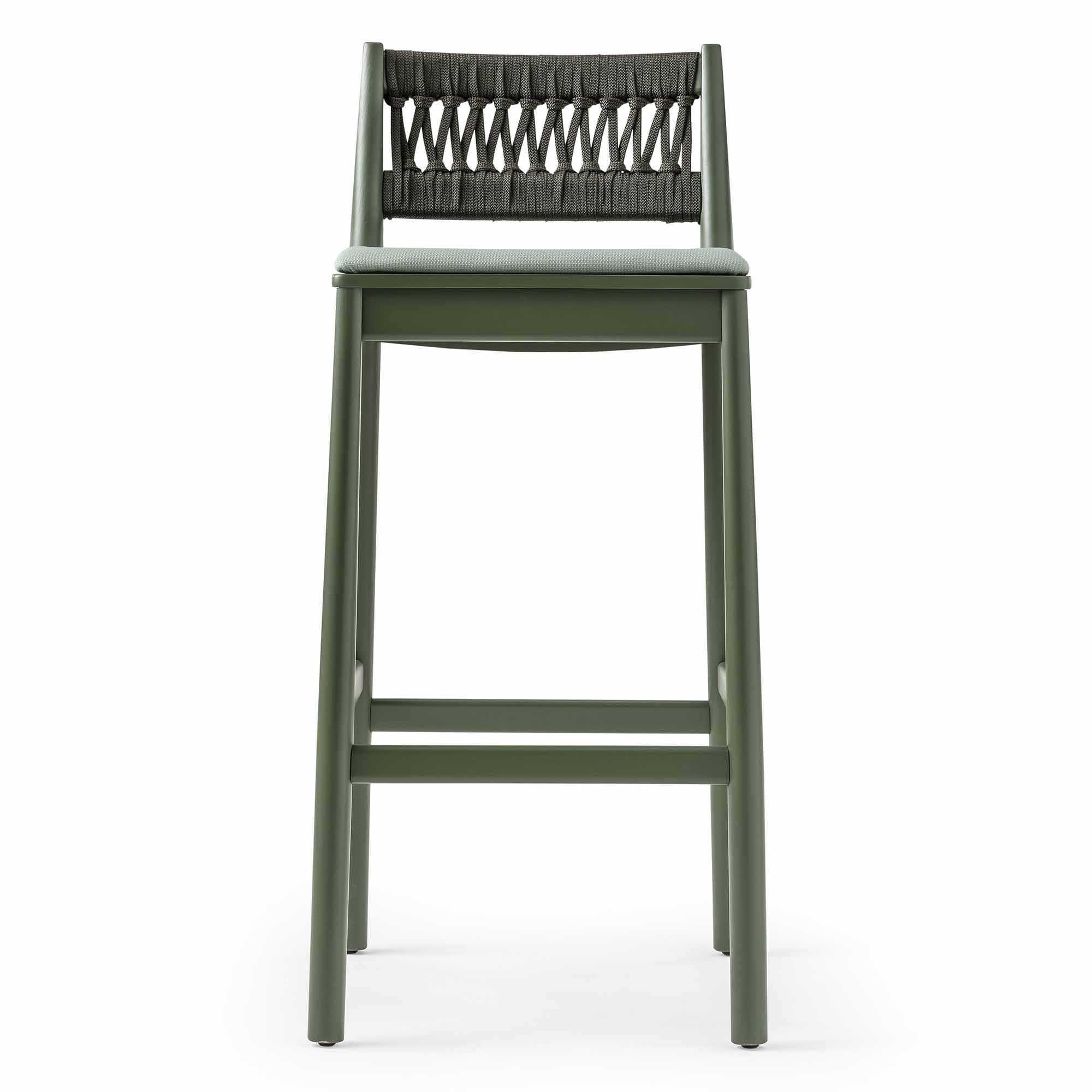 JULIE IN Stool green frame and backrest with padded