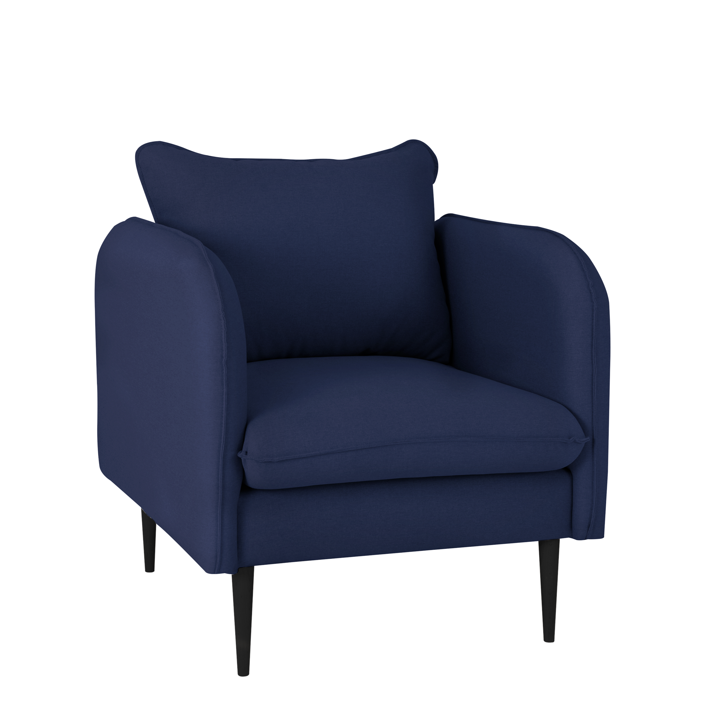 POSH BLACK Armchair upholstery colour blue-white background
