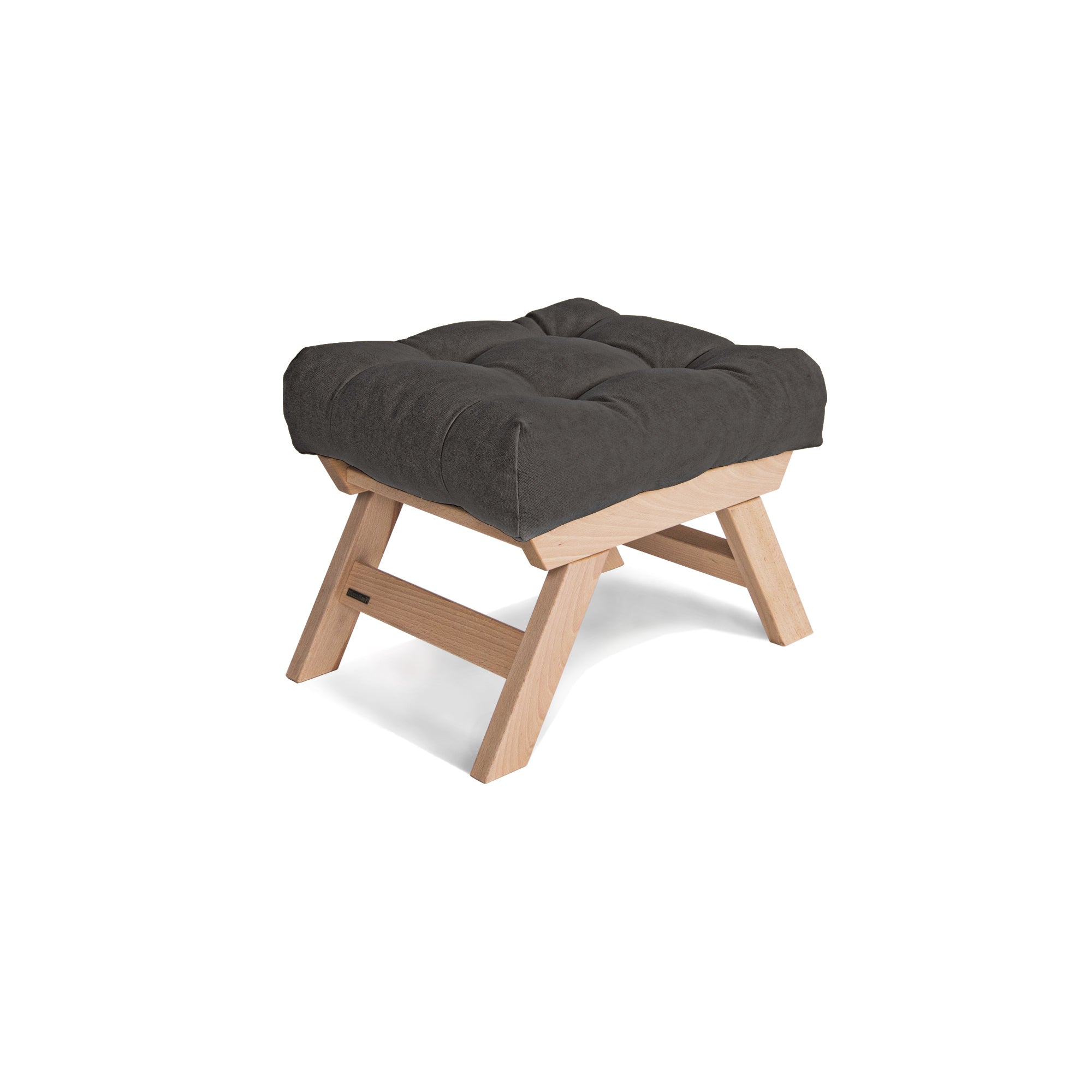 ALLEGRO Pouffe, Beech Wood upholstery colour gray