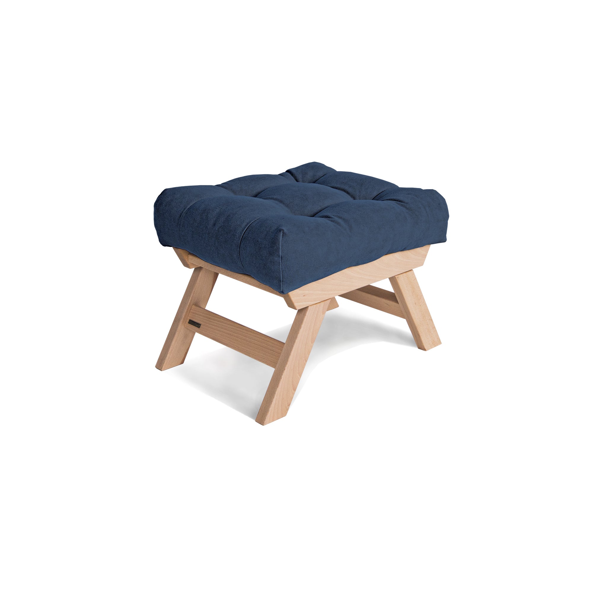 ALLEGRO Pouffe, Beech Wood upholstery colour blue