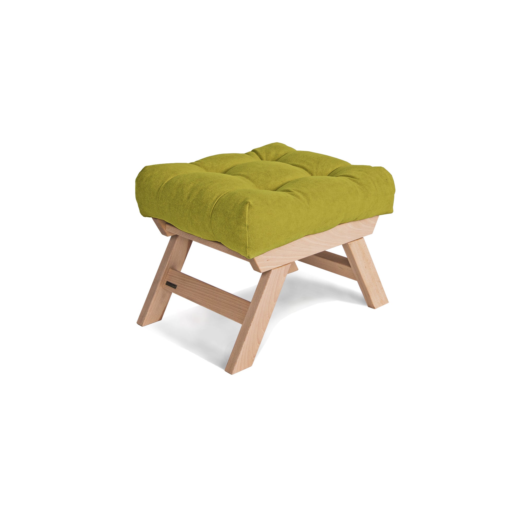 ALLEGRO Pouffe, Beech Wood upholstery colour green