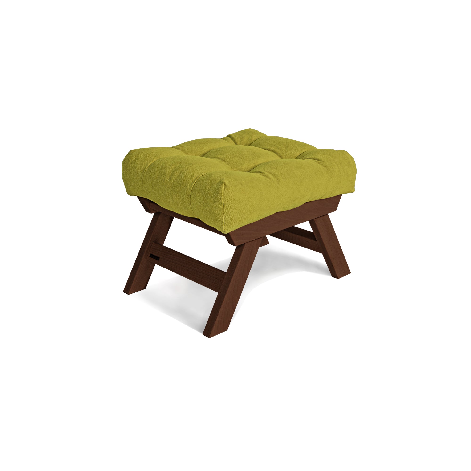 ALLEGRO Pouffe, Walnut Wood upholstery colour green