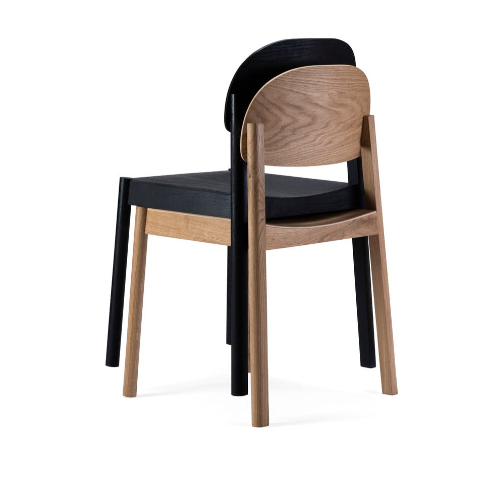 CITIZEN Dining Chair-black and natural oak-round backrest