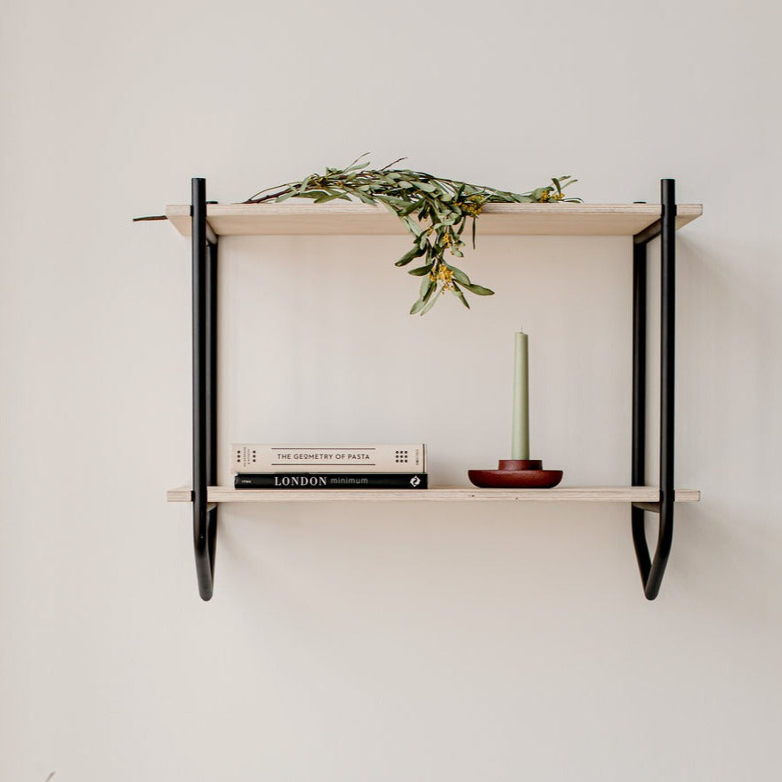 DESSUS Shelf-black frame-front interior view with staff