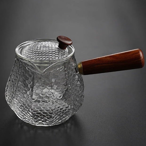 Hand Made Heat-Resistant Glass Teapot  side view