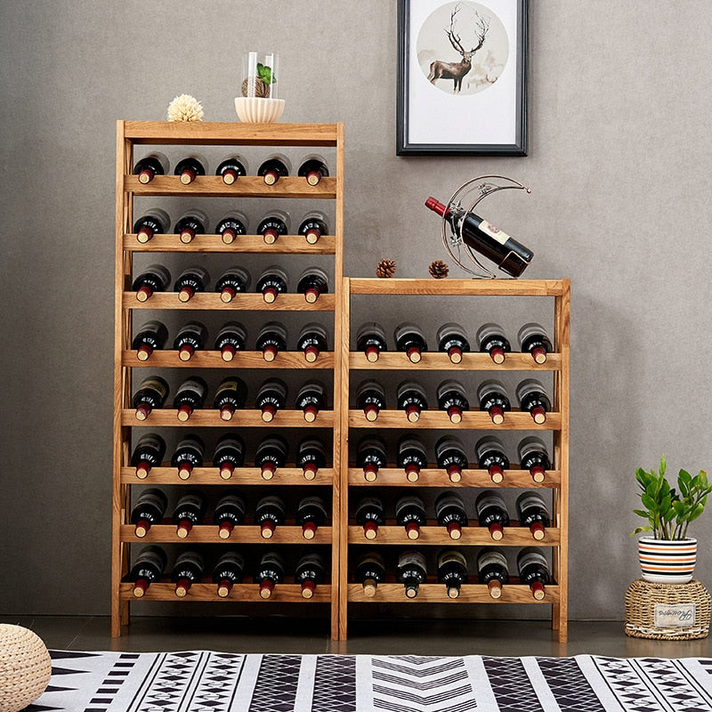 MODERN Wooden Wine Rack Cabinet-small and large-natural oak-front view