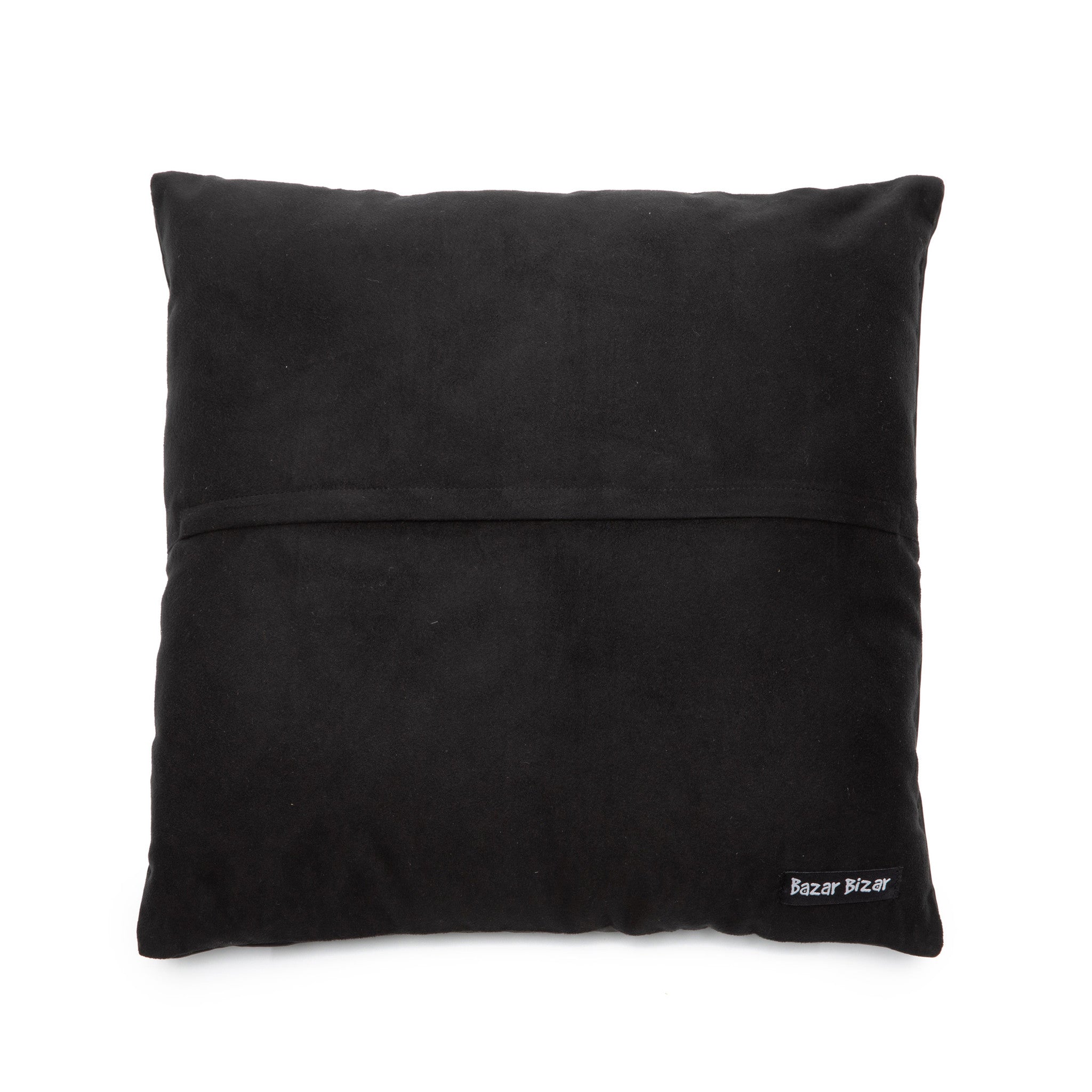 THE FOUR PANEL Leather Cushion Cover Black back side view