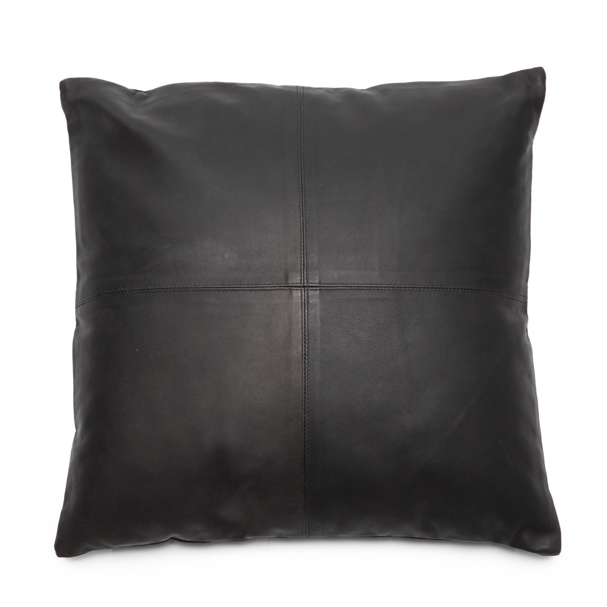 THE FOUR PANEL Leather Cushion Cover Black 60x60 cm front view