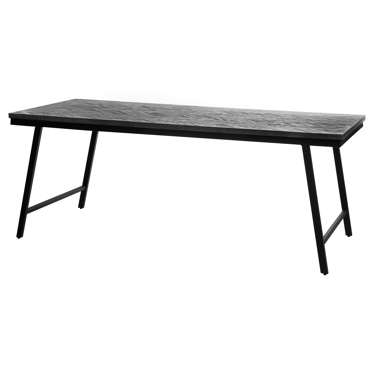 THE HERRINGBONE Market Table - Black - 200 cm half-front view