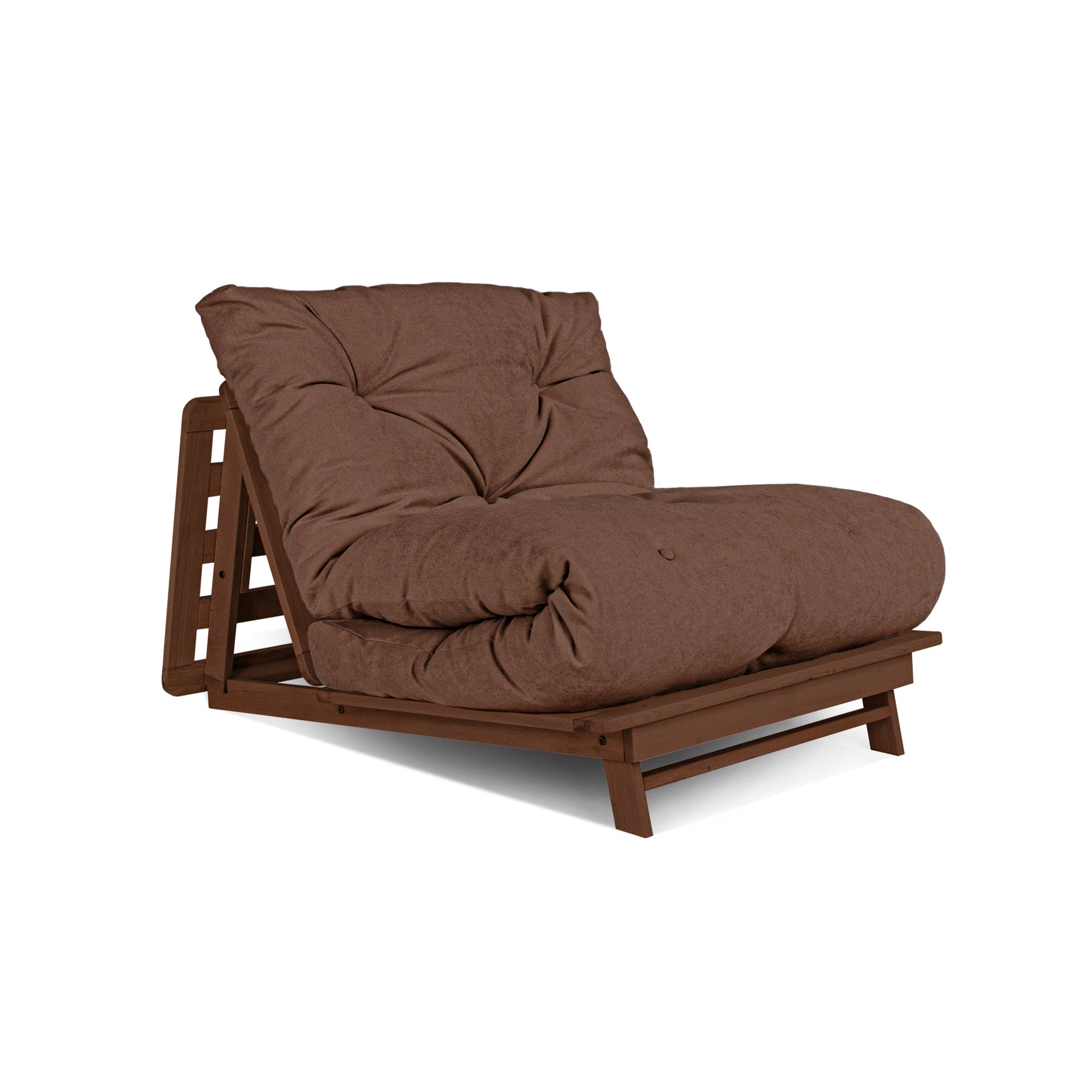 LAYTI-90 Futon Chair-walnut frame-brown fabric