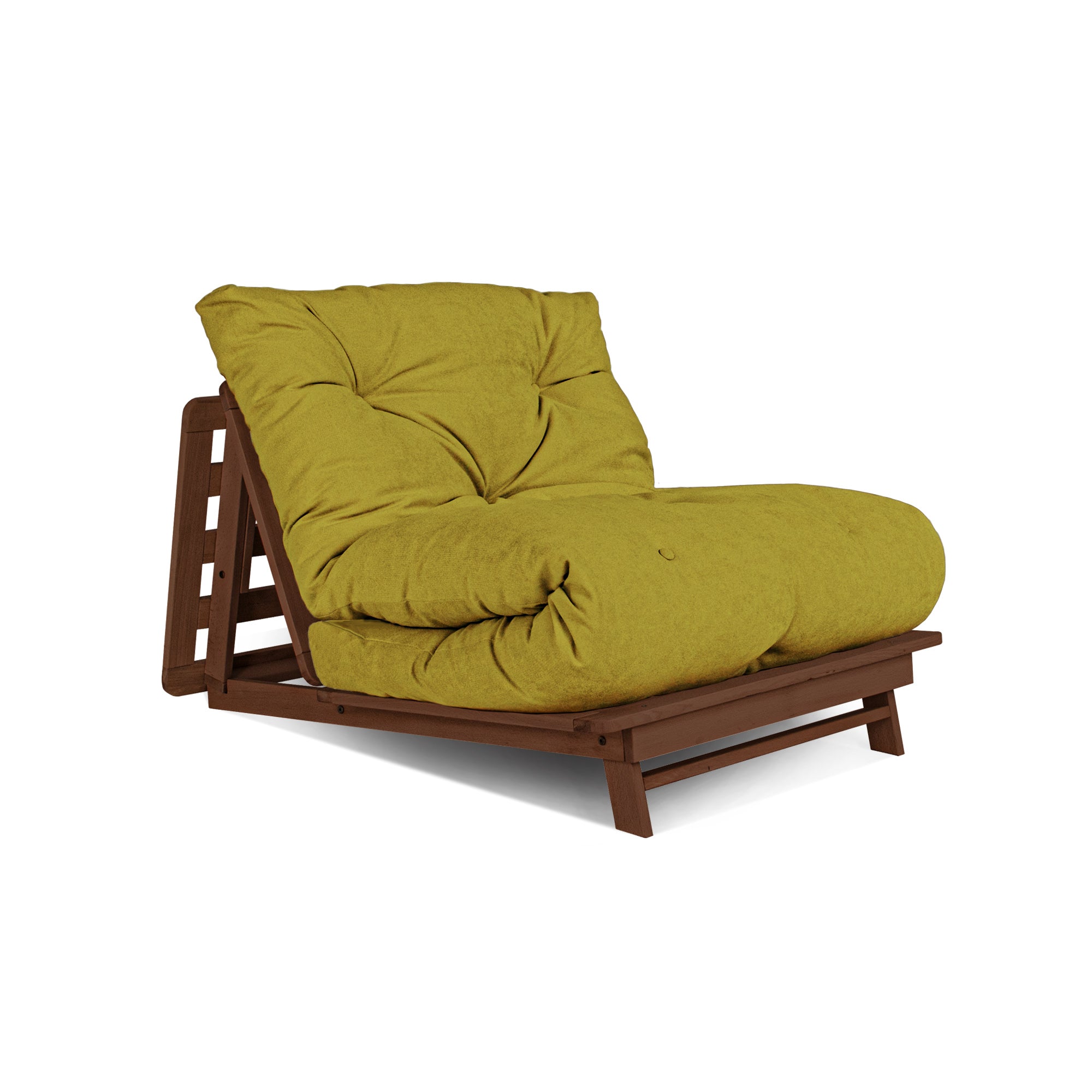 LAYTI-90 Futon Chair-walnut frame-green fabric
