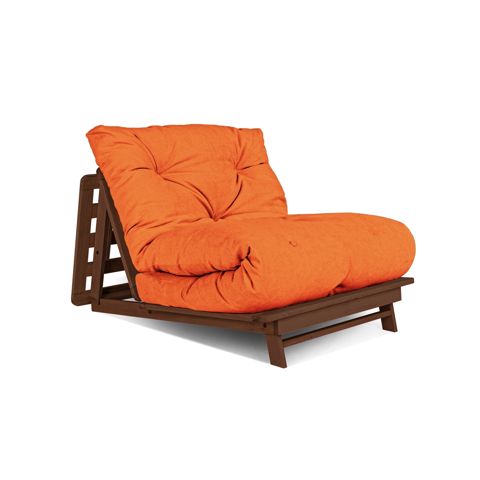 LAYTI-90 Futon Chair-walnut frame-orange fabric