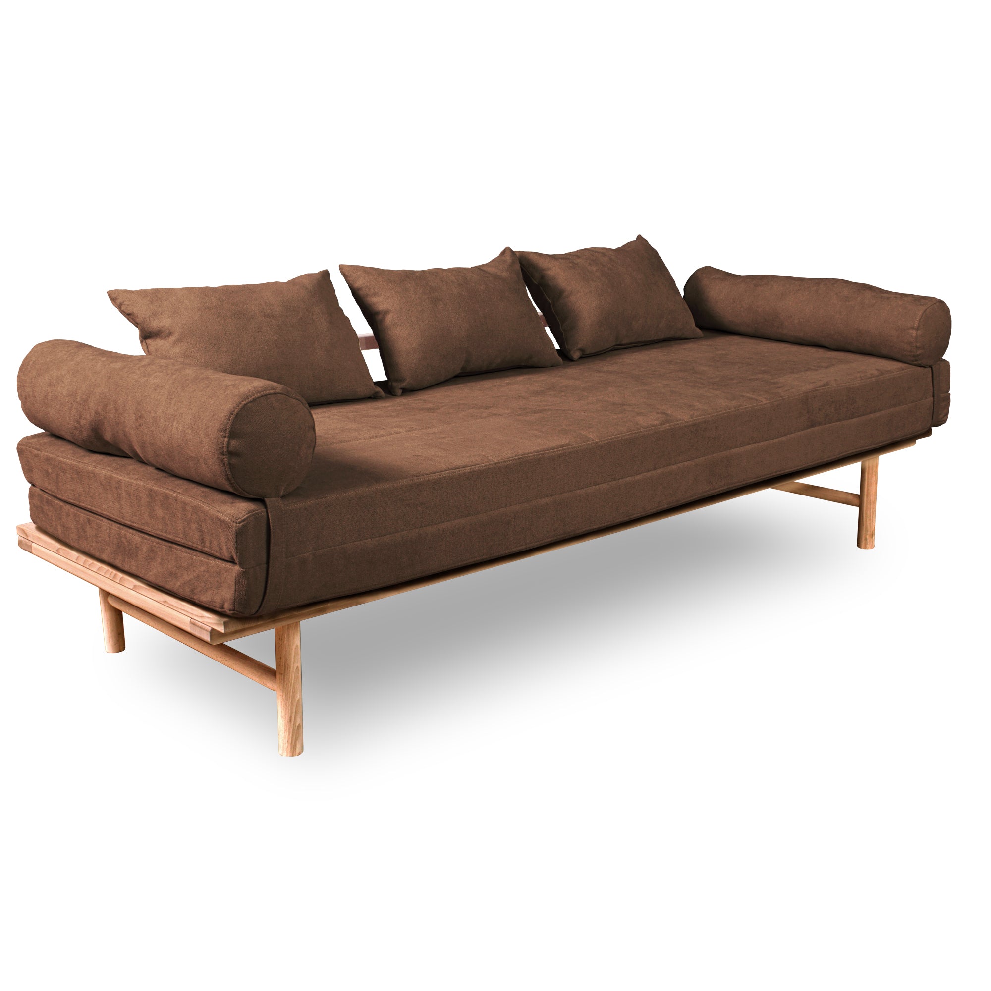 Le MAR Folding Daybed, Beech Wood Frame, Natural Colour-upholstery brown