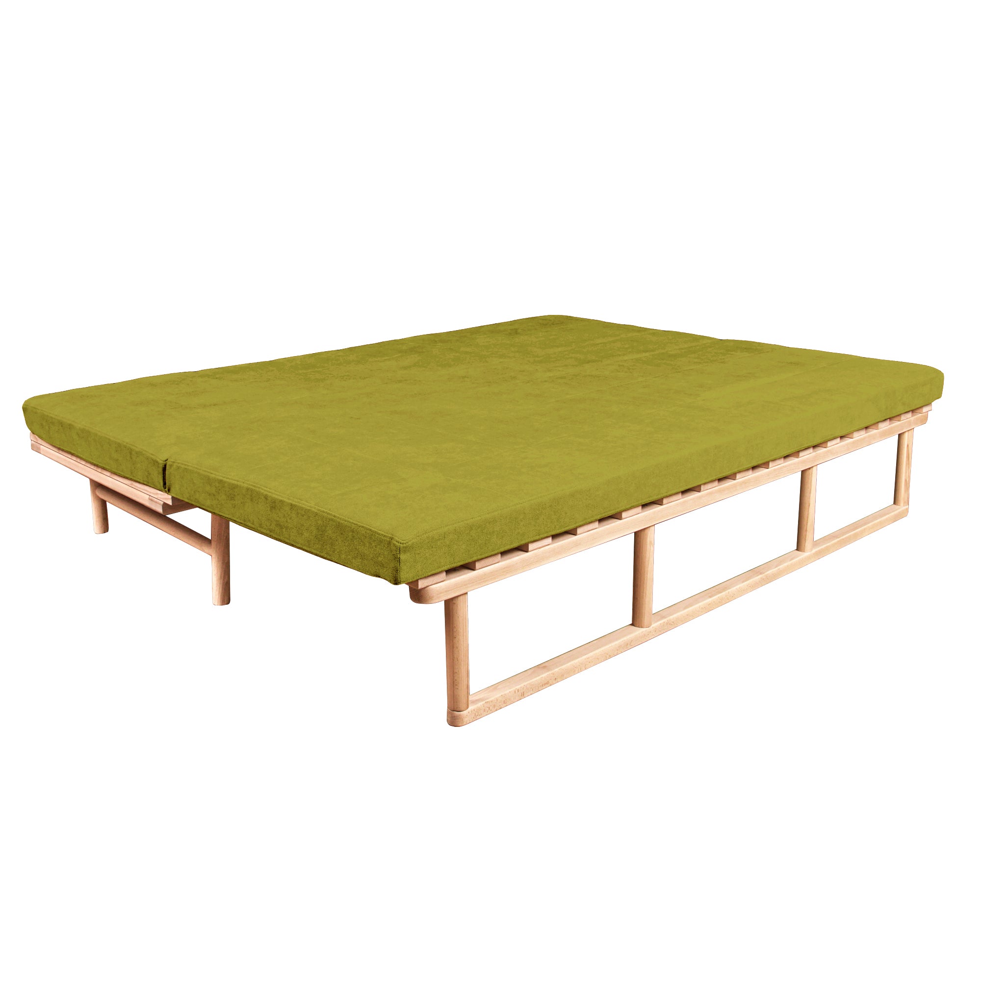 Le MAR Folding Daybed, Beech Wood Frame, Natural Colour-upholstery green folded view