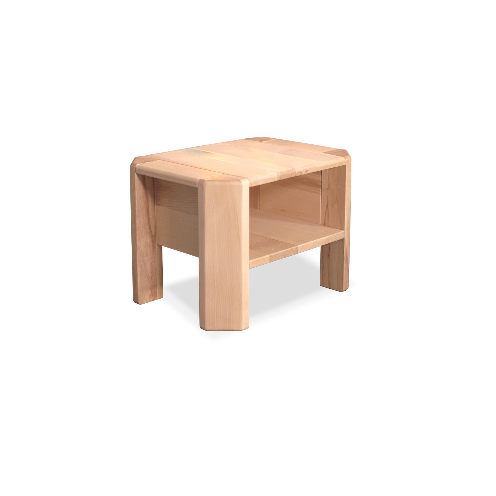 LOFT Bedside Table, Beech Wood-natural colour-without doors white background