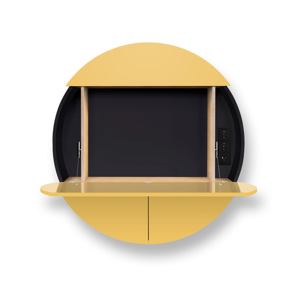 PILL Multifunctional Extra Cabinet-yellow and black-partial opened view