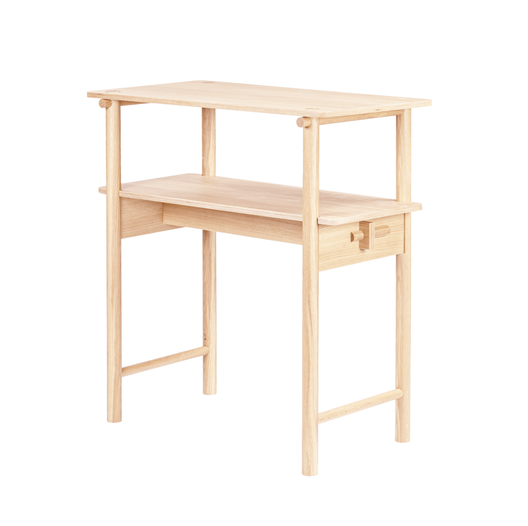 FEM Desk Table, Shelf, Natural Ash